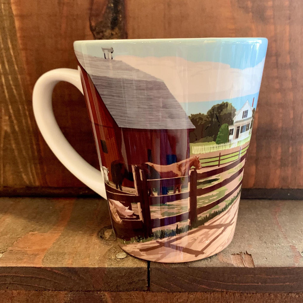 12oz Ceramic Latte Mug Ferndale California - Barnyard Scene