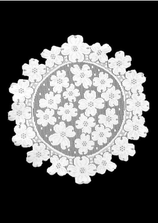 Dogwood Round Lace Doily 14" White