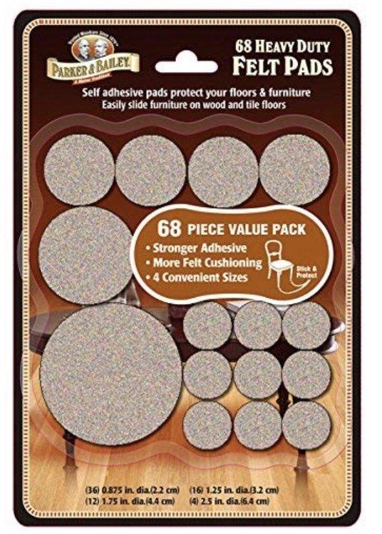 Heavy Duty Furniture Protecting Felt Pads 68 Tan Pads Mixed Pack
