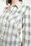 Acid Washed Plaid Button Up Top | Sage