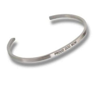 Adjustable Cuff Bracelets | Proud Dog Mom (Silver)