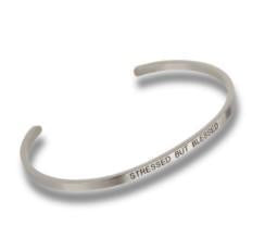 Adjustable Cuff Bracelets | Stressed but Blessed (Silver)