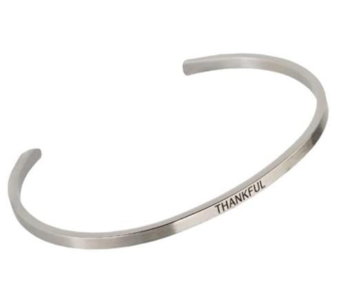 Adjustable Cuff Bracelets |Thankful (Silver)