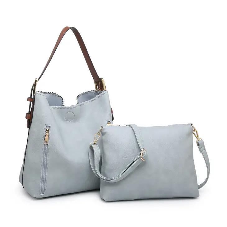 Alexa 2-in-1 Hobo Bag with Dual Zip Compartments | Grey Teal