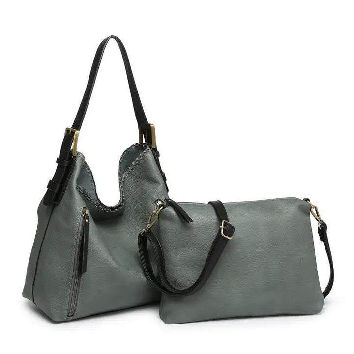 Alexa 2-in-1 Hobo Bag with Dual Zip Compartments | Slate