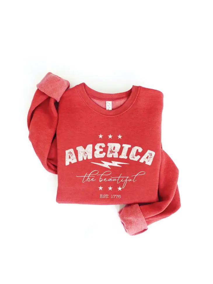America the Beautiful Sweatshirt | Cranberry Heather