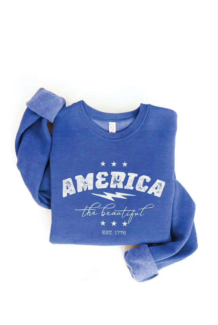 America the Beautiful Sweatshirt | Royal Blue Heather