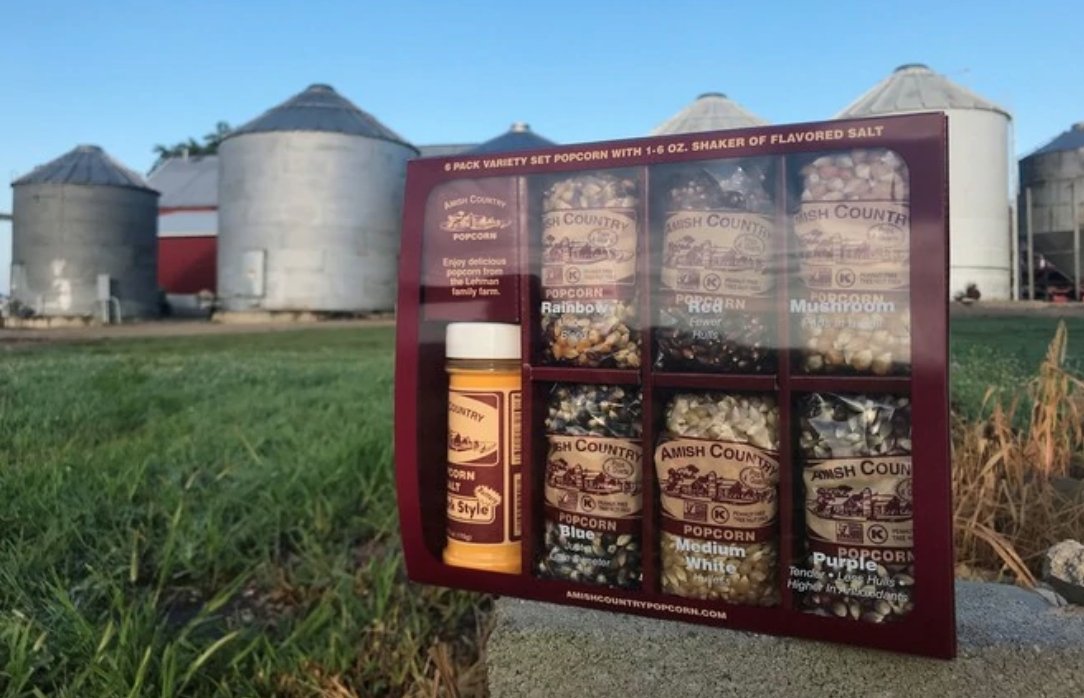 Amish Country Popcorn Variety Pack of 6 with Ball Park Salt