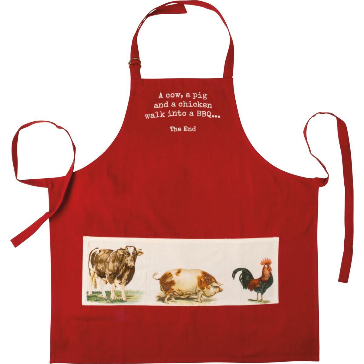 Apron with Pockets | A Cow, A Pig, and a Chicken Walk Into a BBQ