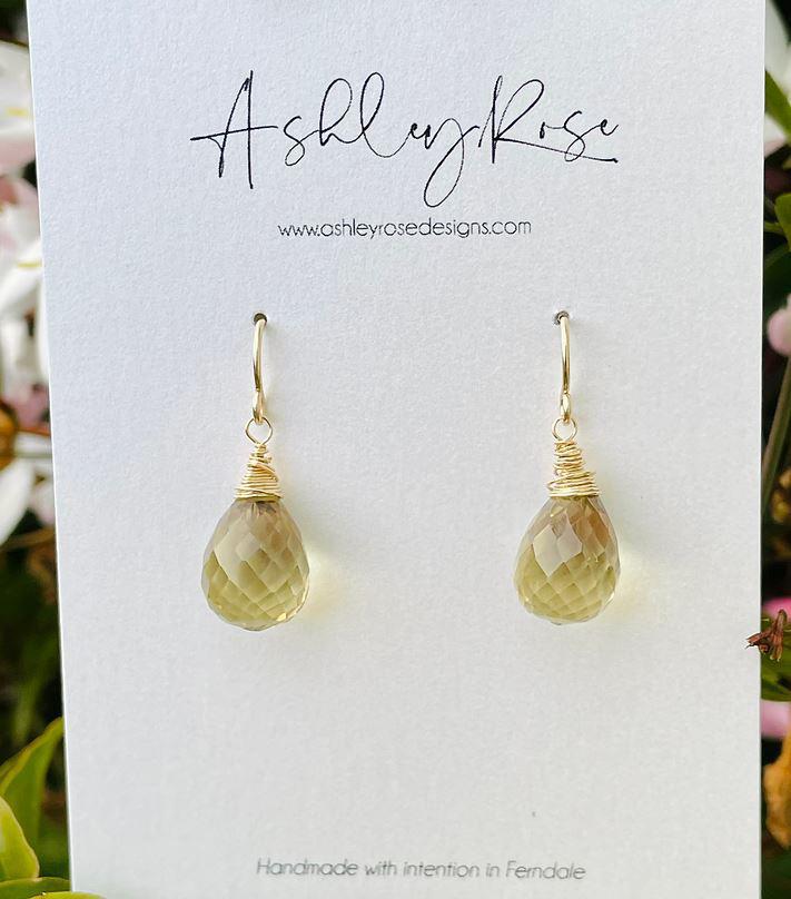 Ashley Rose Earrings | Lemon Quartz Drop