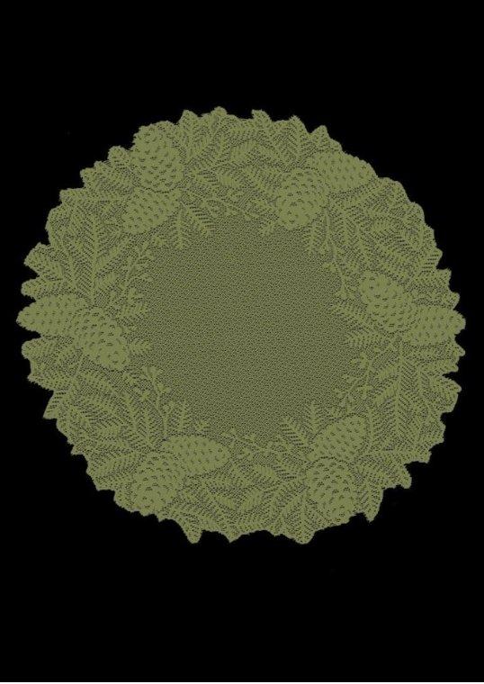Highland Pine Round Lace Doily - 15" Aspen Green