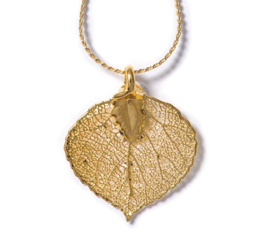 Aspen Leaf Necklace 24K Gold