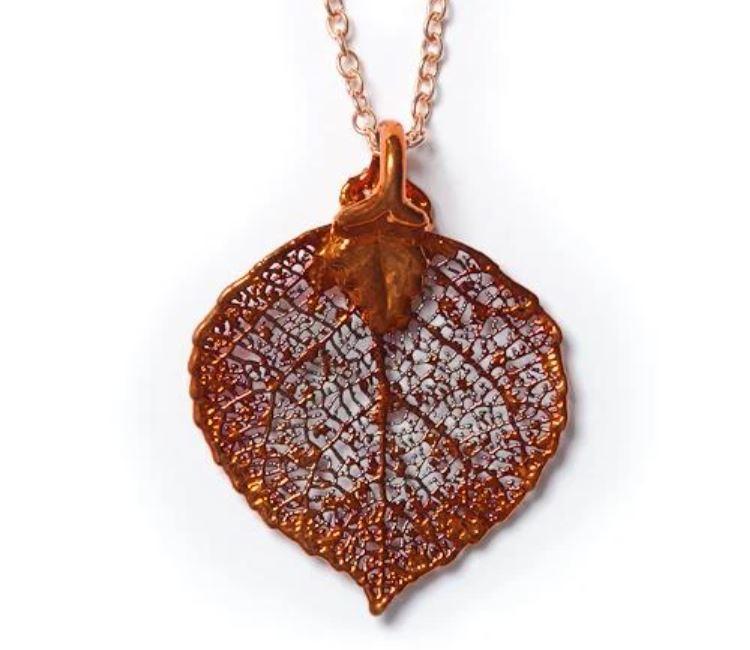 Aspen Leaf Necklace Iridescent Copper