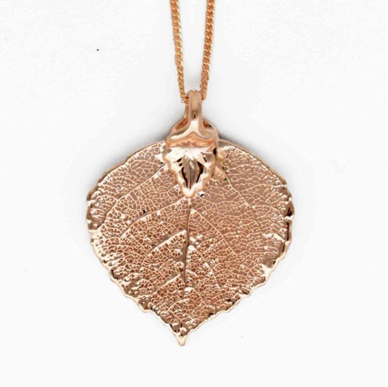 Aspen Leaf Necklace Rose Gold