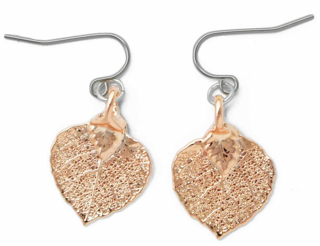 Aspen Leaf Rose Gold Earrings