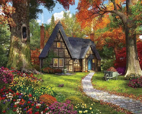 Autumn Cottage 1000 Piece Jigsaw Puzzle by White Mountain Puzzles