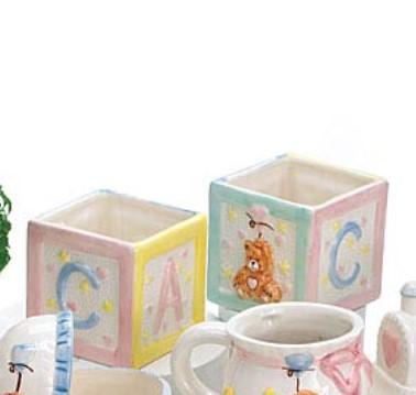 Baby Ceramic Planters | Alphabet Block