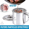 Bacon Grease Container with Lid & Strainer