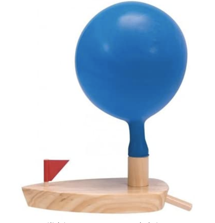 Balloon Powered Wooden Boat Toy