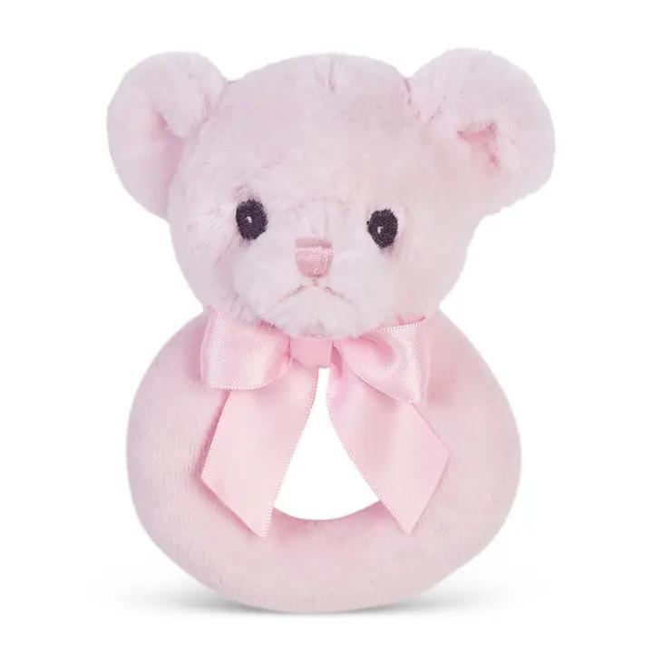 Bearington Bears Ring Rattle | Pink Huggie Teddy Bear