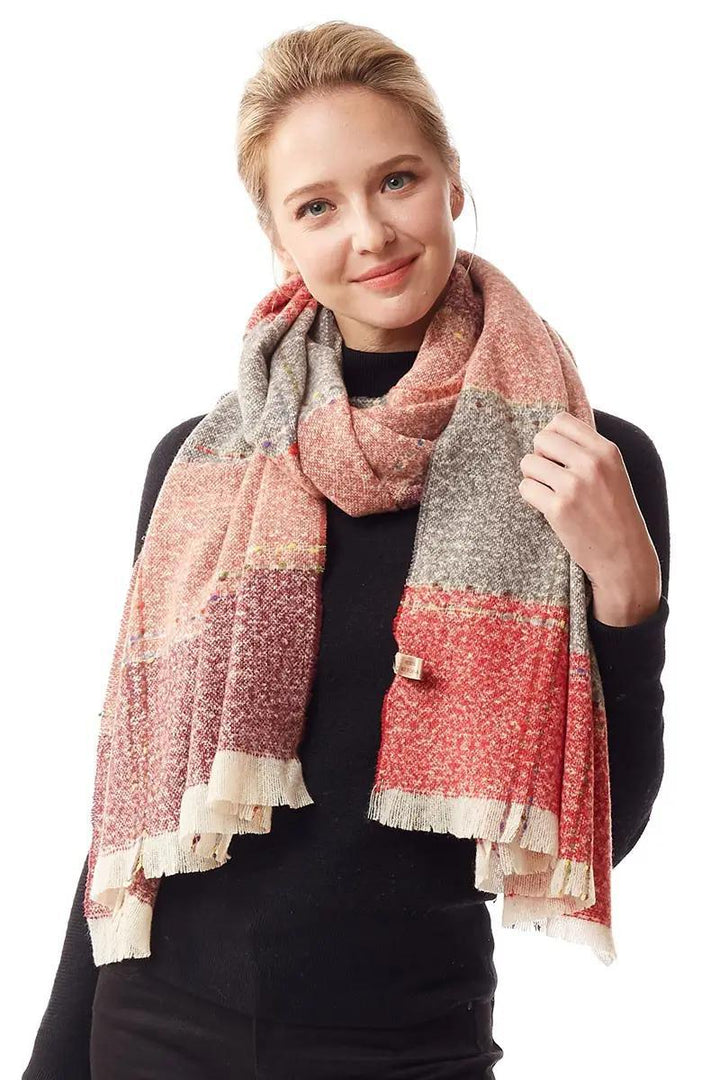 Women's Multi-Color Block Oblong Scarf Berry