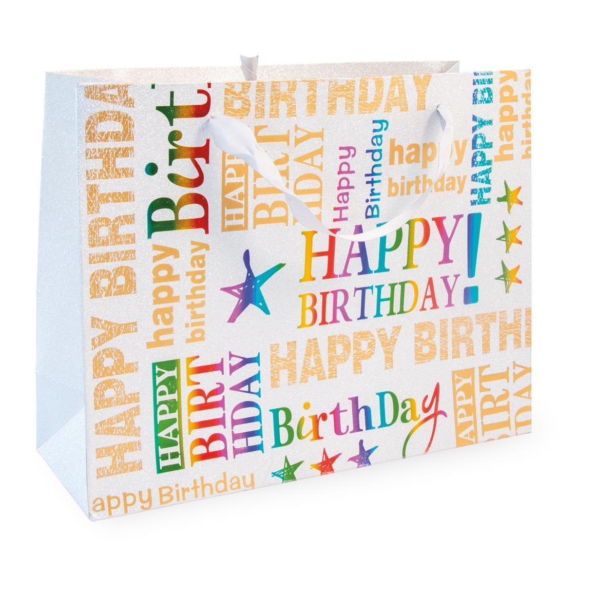 Birthday Gift Bag with Holographic Birthday and Glitter