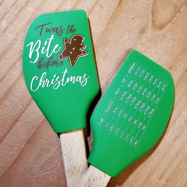 Holiday Silicone Spatulas with Conversion Chart Bite Before Christmas (Green)
