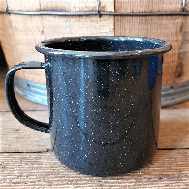 16 oz Mug Speckled Enamelware Black