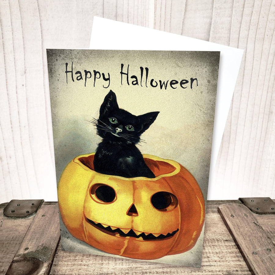 Black Cat in a Jack-O-Lantern Halloween Card by Yesterday's Best
