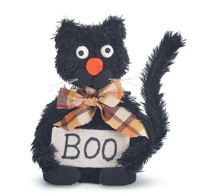 Black Cat with Boo Sign