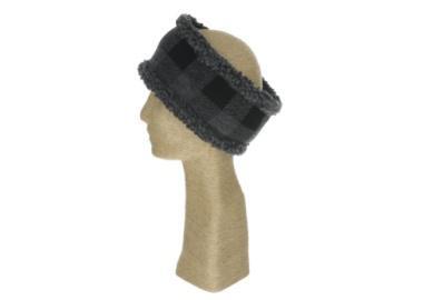 Women's Knit Plaid Headband Black & Grey