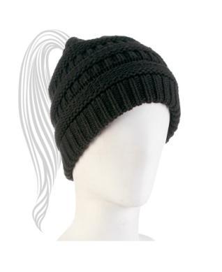 Ponytail Knit Cap Black