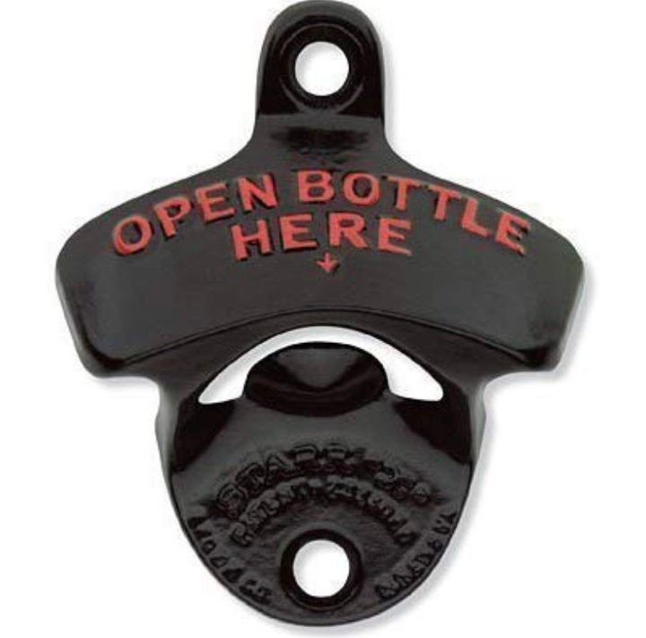 Wall Mount Bottle Opener Open Bottle Here STARR "X" Black Powder Coated