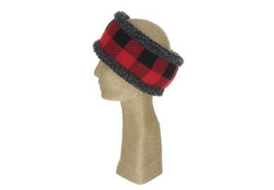 Women's Knit Plaid Headband Black & Red