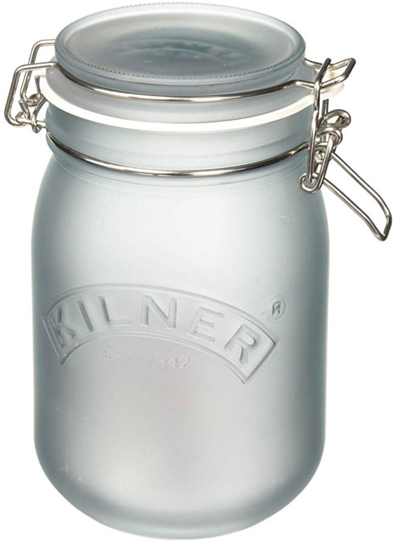 Kilner White Frosted Clip Top Jar, 1L Blue