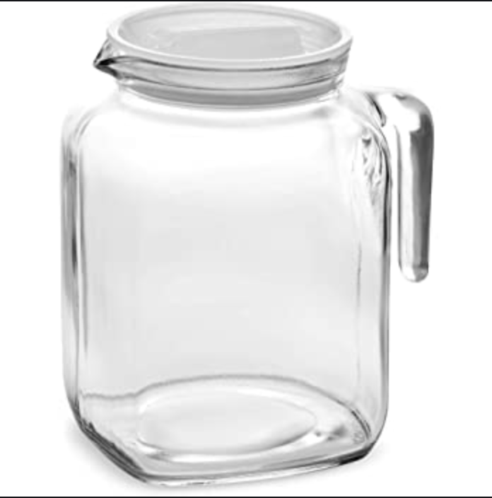 Bormioli Rocco Glass Frigoverre Jug With Airtight Lid (2 Liter): Clear Pitcher With Hermetic Sealing, Easy Pour Spout & Handle