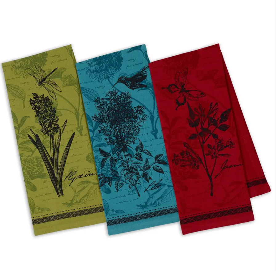 Botanical Flowers Printed Dishtowels by Design Imports