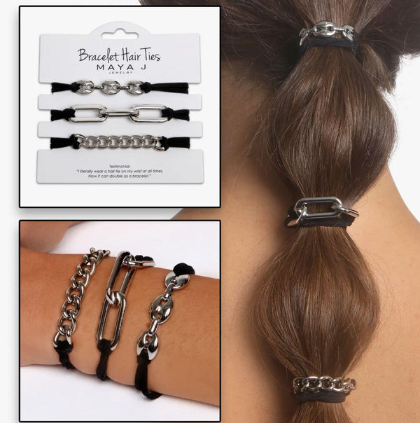 Bracelet Hair Tie | Silver and Black