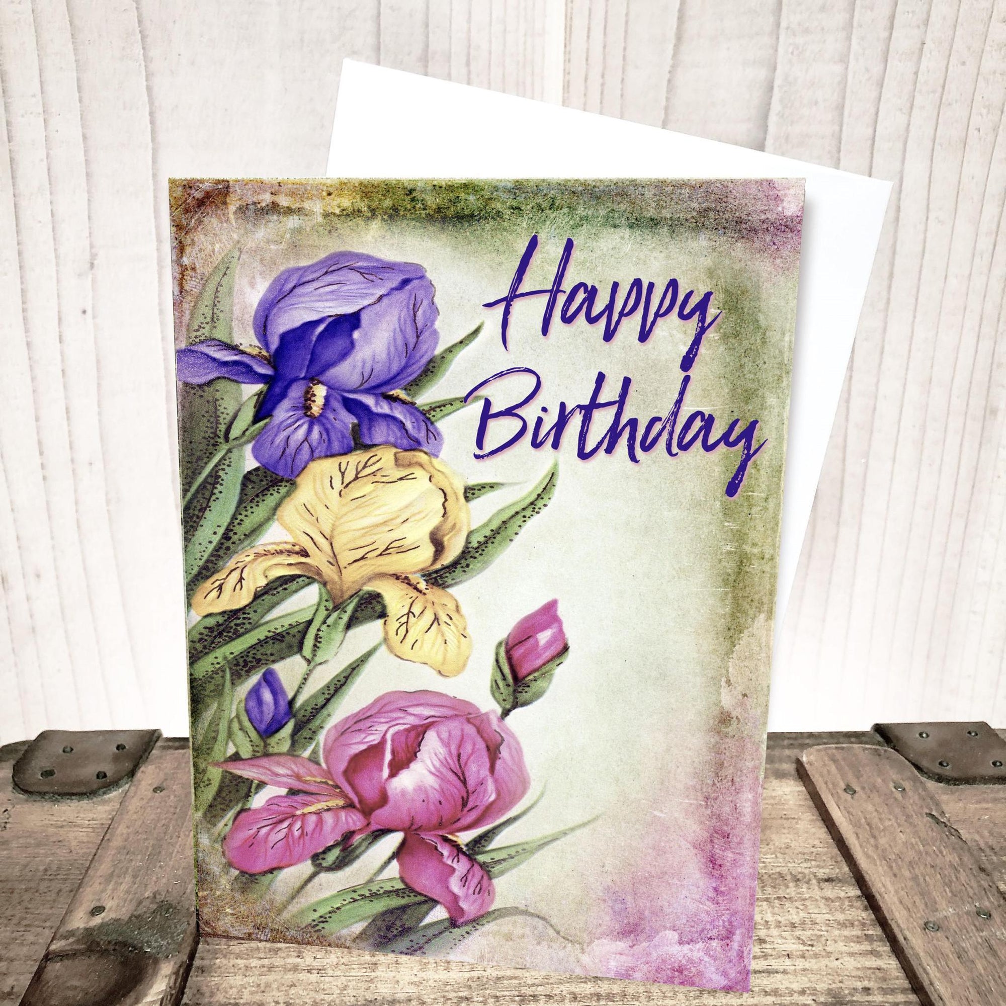 Bright Iris Floral Birthday Card by Yesterday's Best