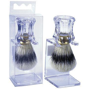 Bristle Shave Brush with Clear Stand and Handle