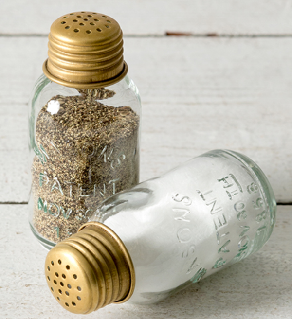 Mini Mason Jar Salt or Pepper Shaker Bronze Top