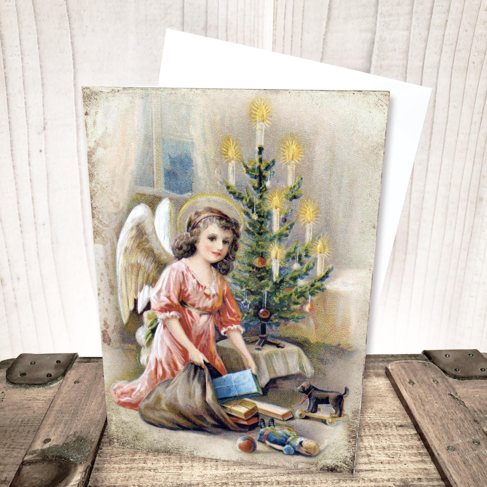 Brown Hair Angel Christmas Card by Yesterday's Best