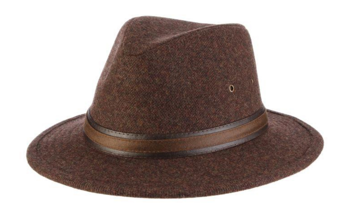 Hoagy Wool Blend Safari with 2 1/2" Brim Brown Large