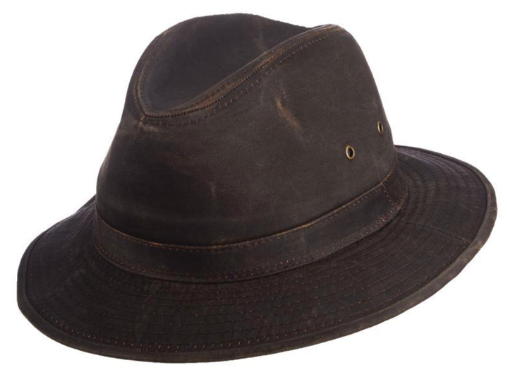 The Trek Weathered Cotton Safari Hat with 2 1/4' Brim by Scala Brown Large