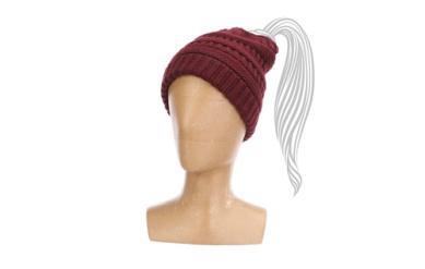 Ponytail Knit Cap Burgundy