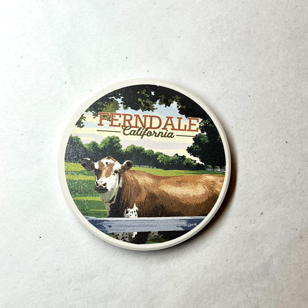 Car Coaster | Ferndale California Cow in Pasture