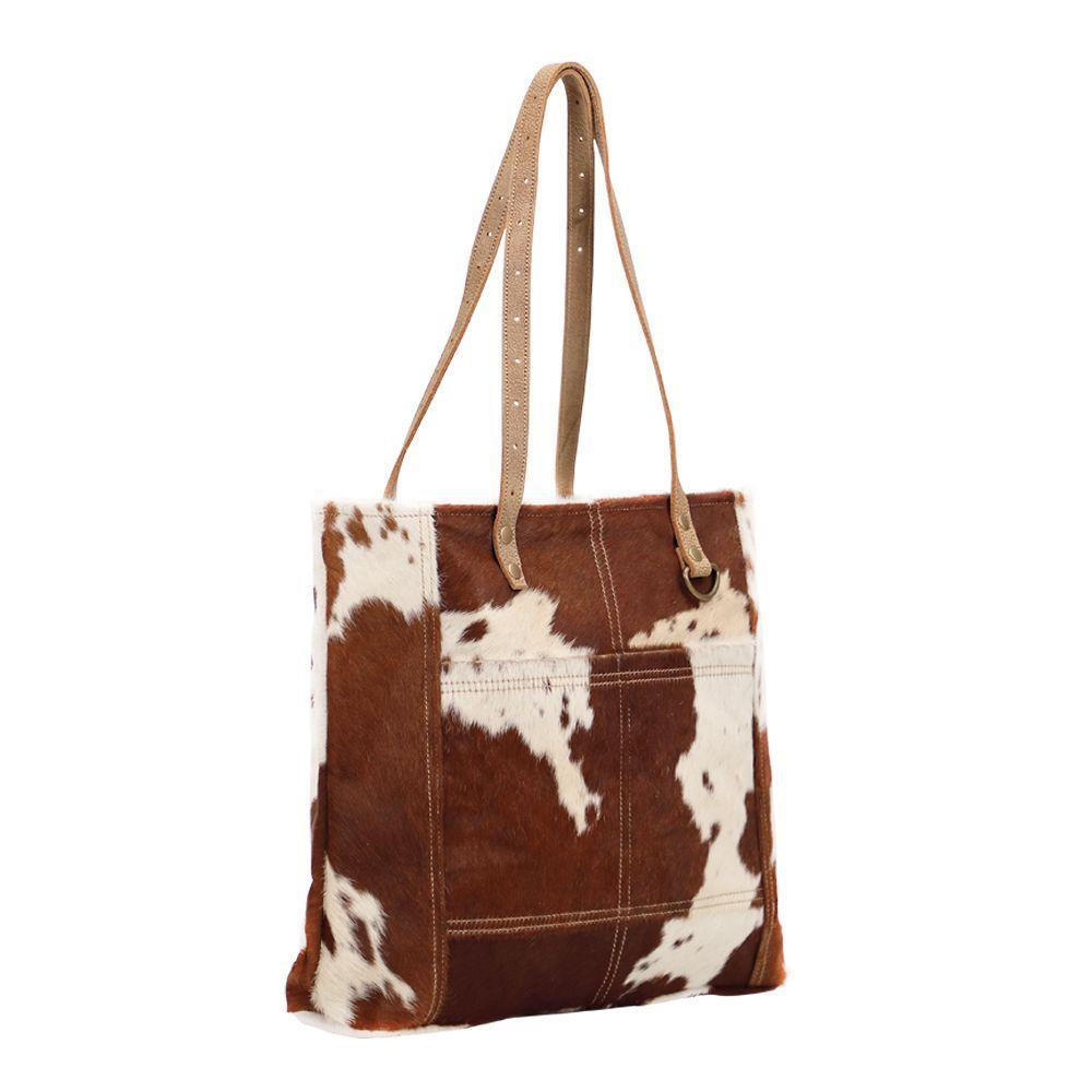 Caramel Front Pocket Hairon Tote Bag