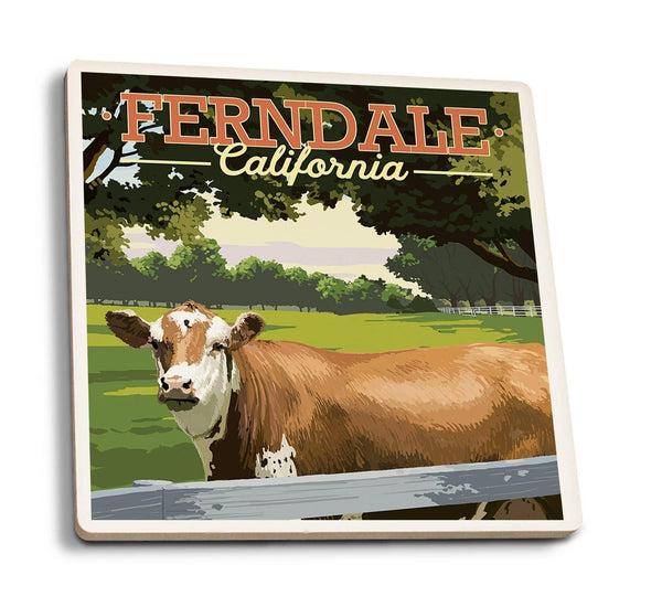 Ceramic Coaster | Ferndale California Cow