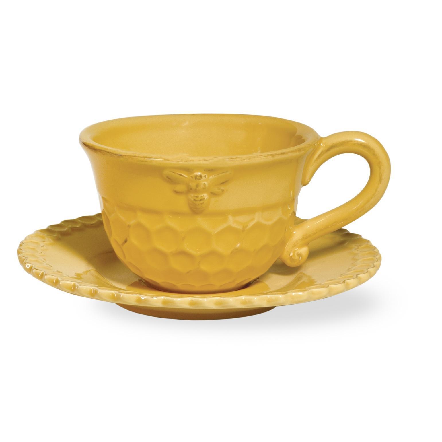 Ceramic Honey Bee Tea Cup and Saucer