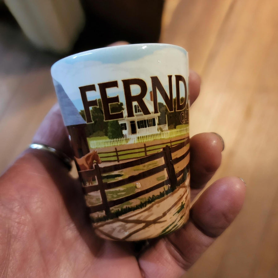 Ceramic Shot Glass | Ferndale California Rooster Barnyard